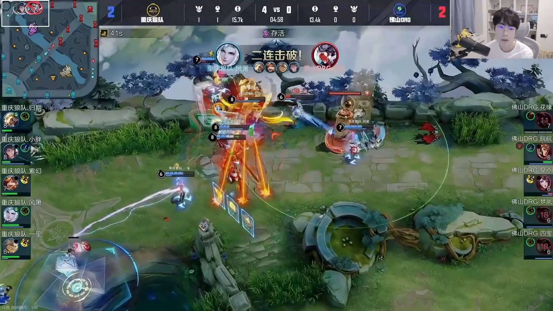 狼队上路3包1司空震打出0换2，风箫孙尚香灵性走位残血逃生